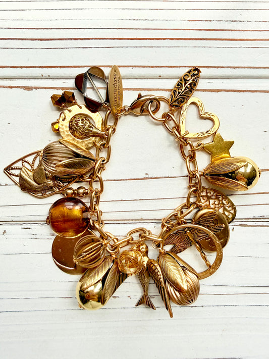 Vintage Inspired Gilded Charm Bracelet