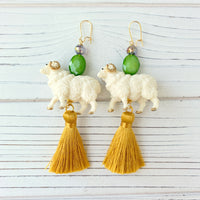 Golden Ram Tassel Earrings