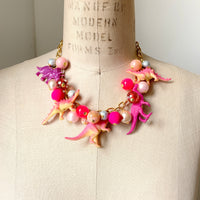 Pink Carnation Dinosaur Necklace