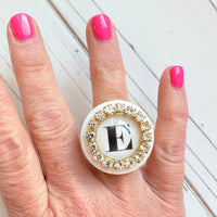 Rhinestone Initial Ring