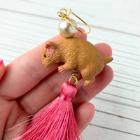 Harriet the Hamster Tassel Earrings