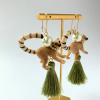 Leslie the Lemur Tassel Earrings
