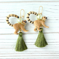 Leslie the Lemur Tassel Earrings