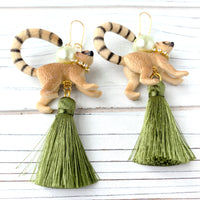 Leslie the Lemur Tassel Earrings