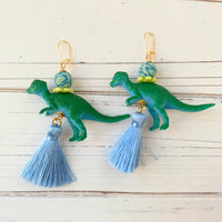 Flora Dinosaur Tassel Earrings