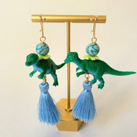 Flora Dinosaur Tassel Earrings
