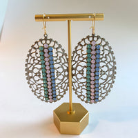 Oval Rhinestone Statement Earrings