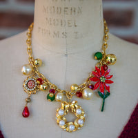 Poinsettia Vintage Christmas Necklace - One-of-a-Kind