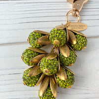 Olive Green Rhinestone Bead Cap Bag Charm