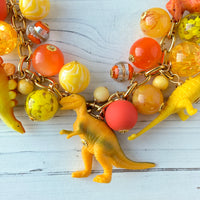 Sunny Yellow and Tangerine Orange Dinosaur Necklace