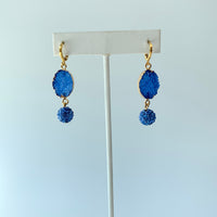 Druzy Crystal Earrings in Lake Blue