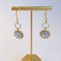 Lenora Dame Pearl and Rhinestone Floral Earrings