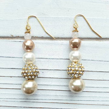 Lenora Dame Pearl and Rhinestone Drop Earrings