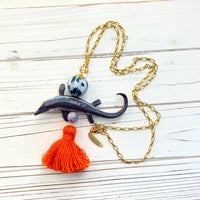 Lenora Dame Mosasaurus Dinosaur Pendant Necklace - One-of-a-Kind