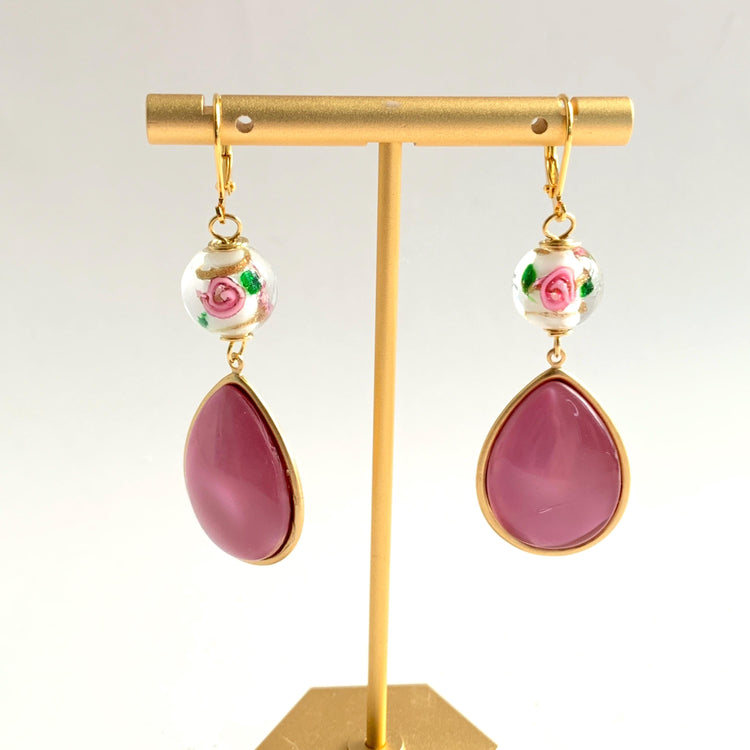 Pink Rose Earrings