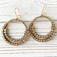 Magenta Rhinestone Hoop Earrings