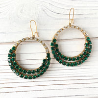 Magenta Rhinestone Hoop Earrings