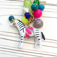 Colorful Circus Zebra Bag Charm