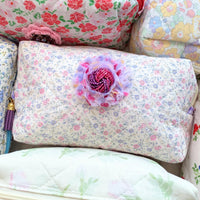 Floral Quilted Makeup Bag, Makeup Pouch, Gifts for Mom - One-of-a-Kind