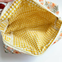 Peach Floral Quilted Makeup Bag, Makeup Pouch, Gifts for Mom - One-of-a-Kind