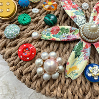 Cute As A Button Woven Straw Handbag - One-of-a-Kind