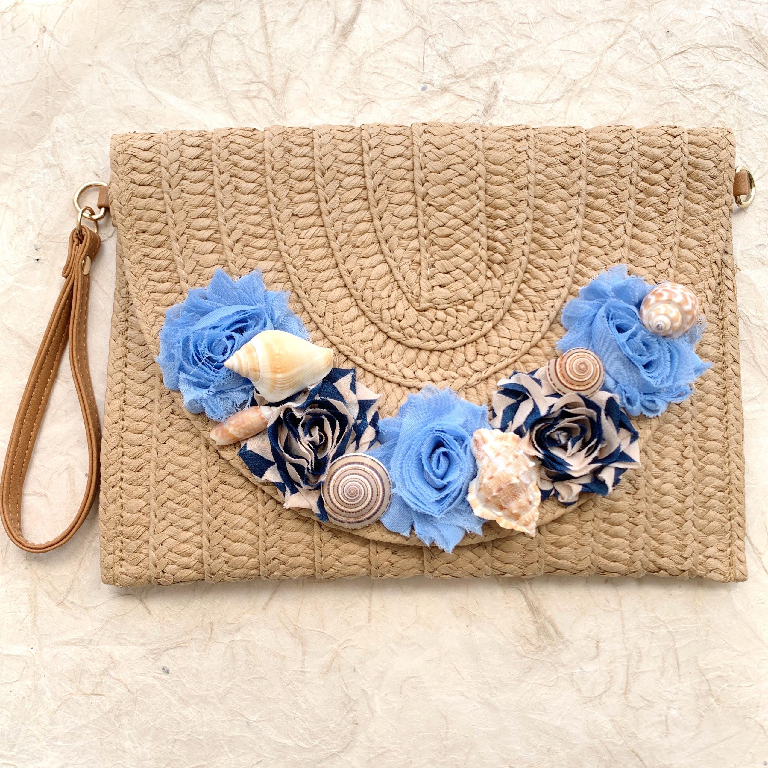 Women Straw Clutch Bag Woven Beach Purse with Adjustable Strap Vacation Handbag Clutch Beach Women main image 3