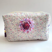 Floral Quilted Makeup Bag, Makeup Pouch, Gifts for Mom - One-of-a-Kind