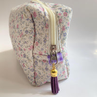 Floral Quilted Makeup Bag, Makeup Pouch, Gifts for Mom - One-of-a-Kind