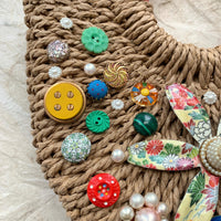 Cute As A Button Woven Straw Handbag - One-of-a-Kind
