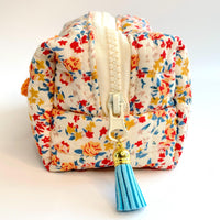 Floral Quilted Makeup Bag, Makeup Pouch, Gifts for Mom - One-of-a-Kind