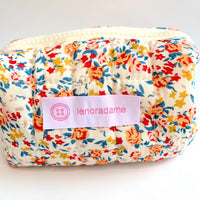 Floral Quilted Makeup Bag, Makeup Pouch, Gifts for Mom - One-of-a-Kind