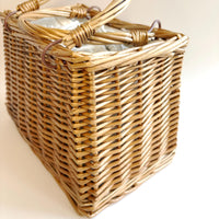 Floral Top Handle Wicker Handbag - One-of-a-Kind