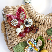 Lenora Dame Lilly Pad Woven Straw Handbag - One-of-a-Kind