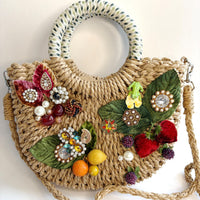 Lenora Dame Lilly Pad Woven Straw Handbag - One-of-a-Kind