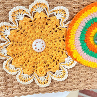 Sunburst Crochet Flower Raffia Tote Bag - One-of-a-Kind