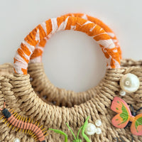 Garden Bugs Woven Straw Handbag - One-of-a-Kind