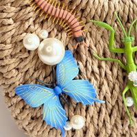Garden Bugs Woven Straw Handbag - One-of-a-Kind