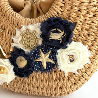 Nautical Straw Handbag - One-of-a-Kind