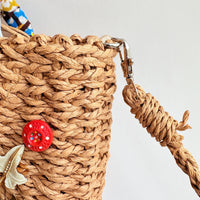 Lenora Dame Flowers Woven Straw Handbag - One-of-a-Kind