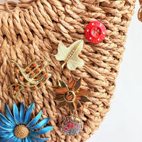 Lenora Dame Flowers Woven Straw Handbag - One-of-a-Kind