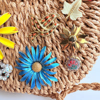 Lenora Dame Flowers Woven Straw Handbag - One-of-a-Kind