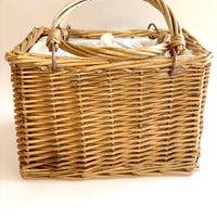 Floral Top Handle Wicker Handbag - One-of-a-Kind