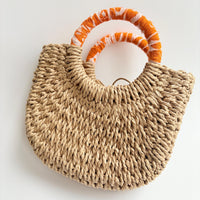 Garden Bugs Woven Straw Handbag - One-of-a-Kind