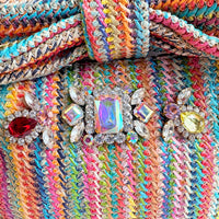 Rhinestone Straw Bow Clutch Purse - One-of-a-Kind
