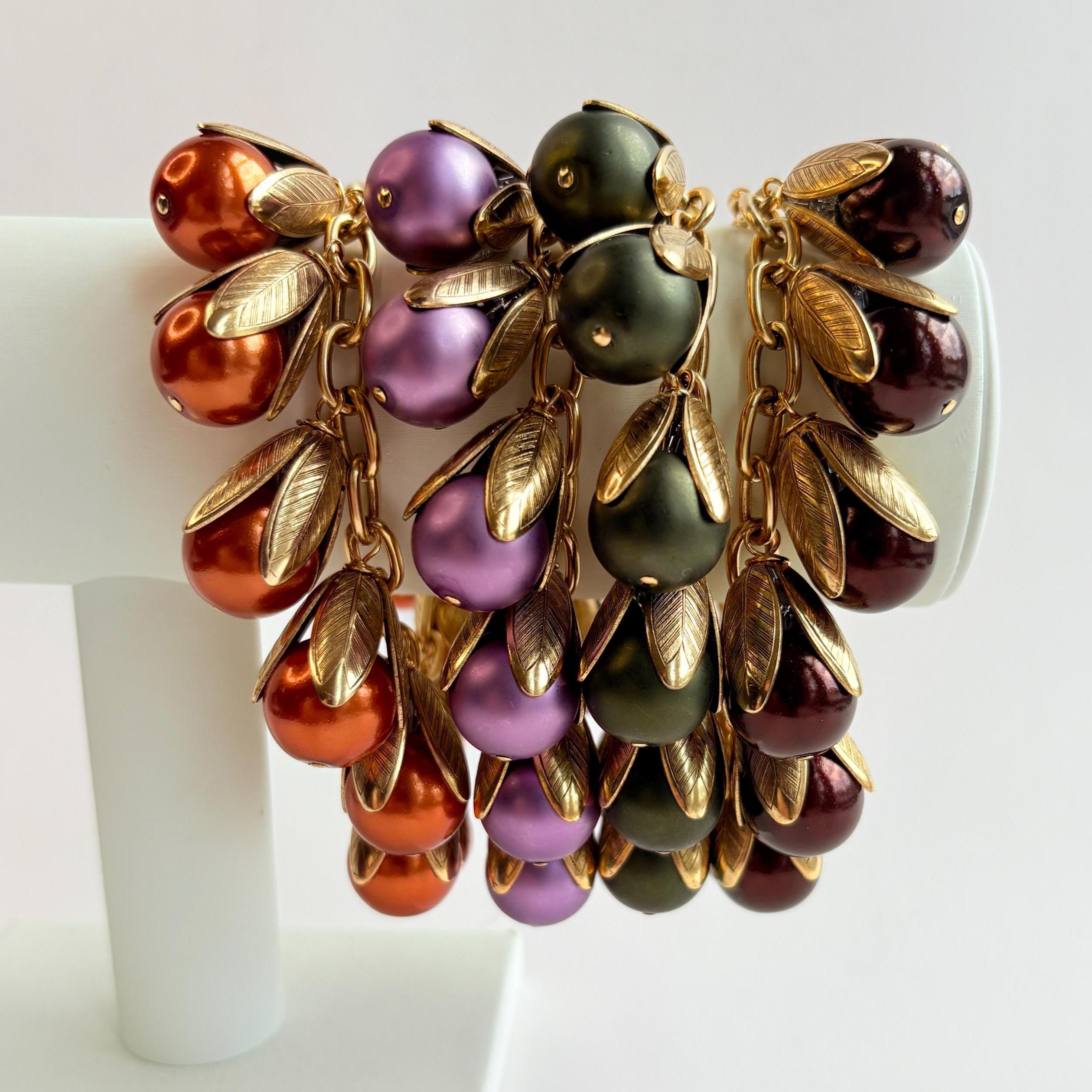 Colorful Pearl Bead Cap Charm Bracelet - 4 Color Options – Lenora Dame