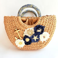 Nautical Straw Handbag - One-of-a-Kind
