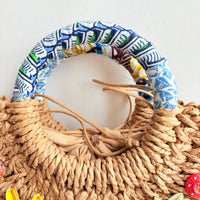Lenora Dame Flowers Woven Straw Handbag - One-of-a-Kind