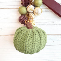 NEW Lenora Dame Sage Crocheted Pumpkin Bag Charm