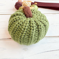 NEW Lenora Dame Sage Crocheted Pumpkin Bag Charm