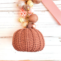 NEW Lenora Dame Chocolate Brown Crocheted Pumpkin Bag Charm
